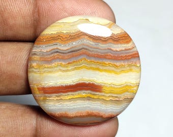 Natural Lace Agate Round Cabochons, Polished Gemstone for Jewelry Making [36X36X6 MM)