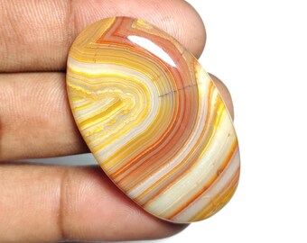 Natural Lace Agate Oval Cabochons, Polished Gemstone for Jewelry Making [43X26X7 MM)