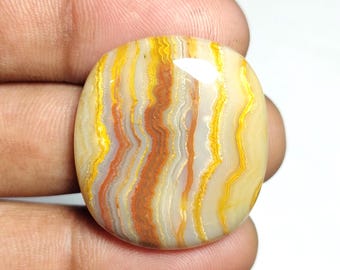 Natural Lace Agate Cushion Cabochons, Polished Gemstone for Jewelry Making [30X27X7 MM)