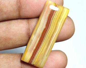 Natural Lace Agate Cushion Cabochons, Polished Gemstone for Jewelry Making [37X13X6 MM)