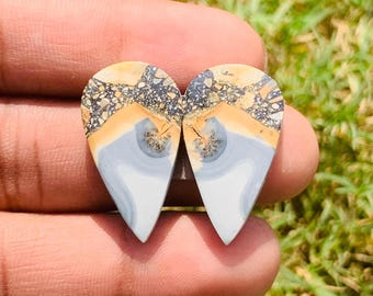 Natural Maligano Jasper Pair Cabochon For Earring Making Jewellery