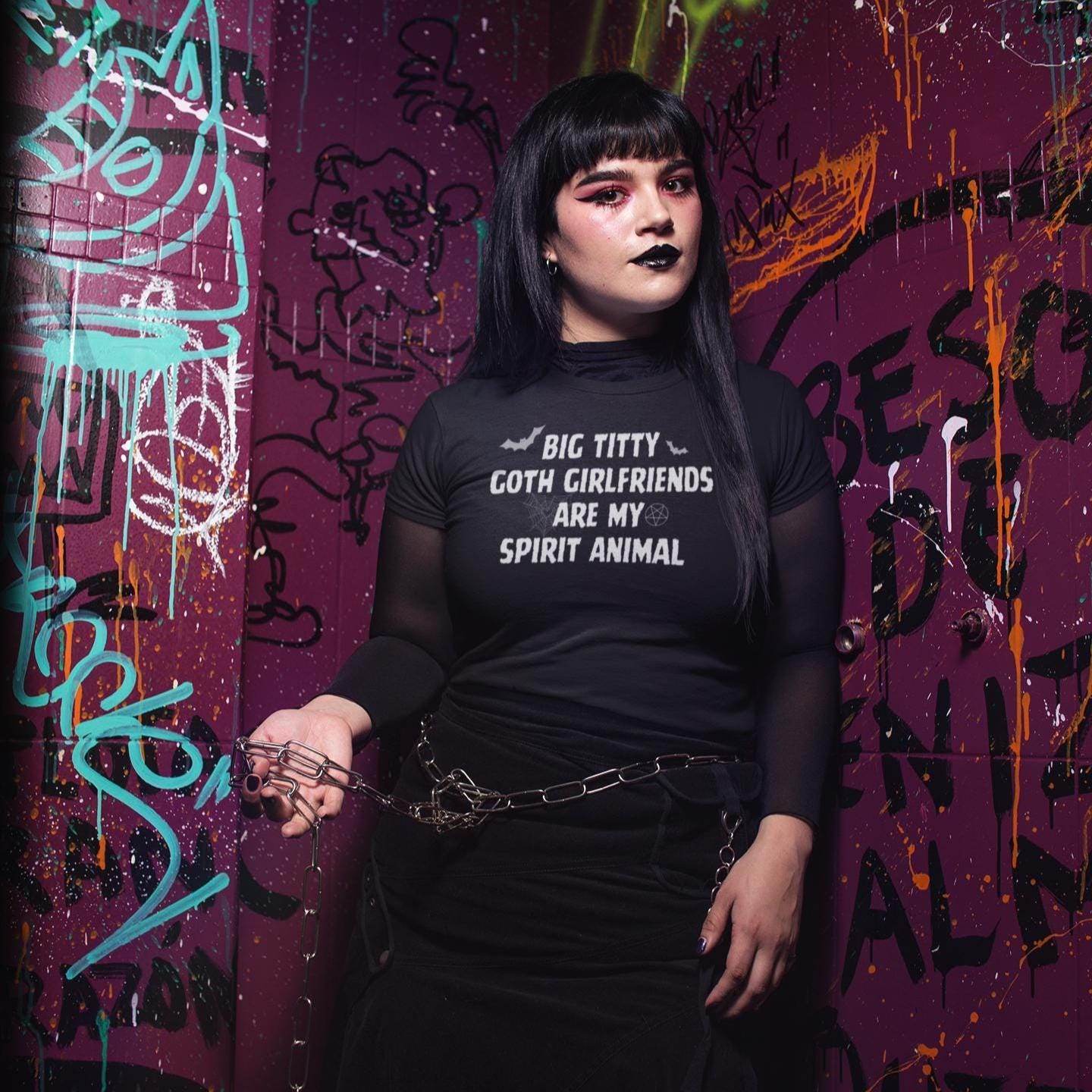 〖楽一番〗PUTUMAYO アシンメトリック TシャツGothic 1-(800)-JUGG T Shirt Grunge Y2K Tapout Amity Affliction Goth Emo