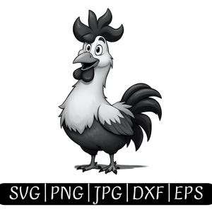 Cartoon Hahn Clipart SVG PNG - lustige Huhn Illustration, niedliche bunte Hahn Kunst, Hahn Shirt Design, Bauernhof Tier digitaler Download