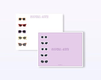 Kids Personalized Camp Stationery –  Custom Kids Camp Notecard  - Sunglasses Stationery