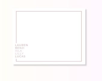 Family Stationery - Fun Personalized Stationery – Custom Notecards with Names – Minimalist Stationery for Families, Couples & Kids