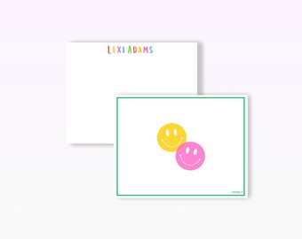 Kids Personalized Camp Stationery –  Custom Kids Camp Notecard  - Happy Face Stationery