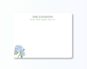 Personalized Hydrangea Flower Stationery –  Custom Notecards With Flower