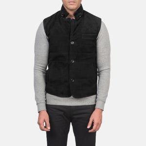 Schwarze Wildlederweste für Herren im Western Cowboy Stil