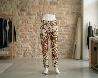 Custom Cowhide Leather Pants | Handmade Western Hair-On Hide Trousers | Unisex Pants for Men & Women