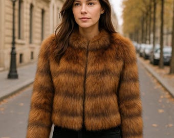 Faux Fur Coat, Women's Winter Jacket, Elegant Outerwear, Gift For Her