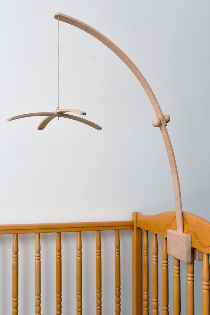 Baby Crib Wooden Beech Mobile Arm Stand Nursery Holder