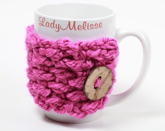 Items Similar To Grey Heather Gray Coffee Mug Cozy Travel Mug Sleeve With Gorgeous Coconut Shell Buttons On Etsy