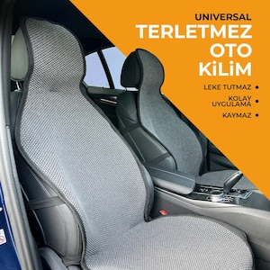 Sweat-Proof Car Seat Protector Cover 100% Cotton 2+1 Pieces Gray