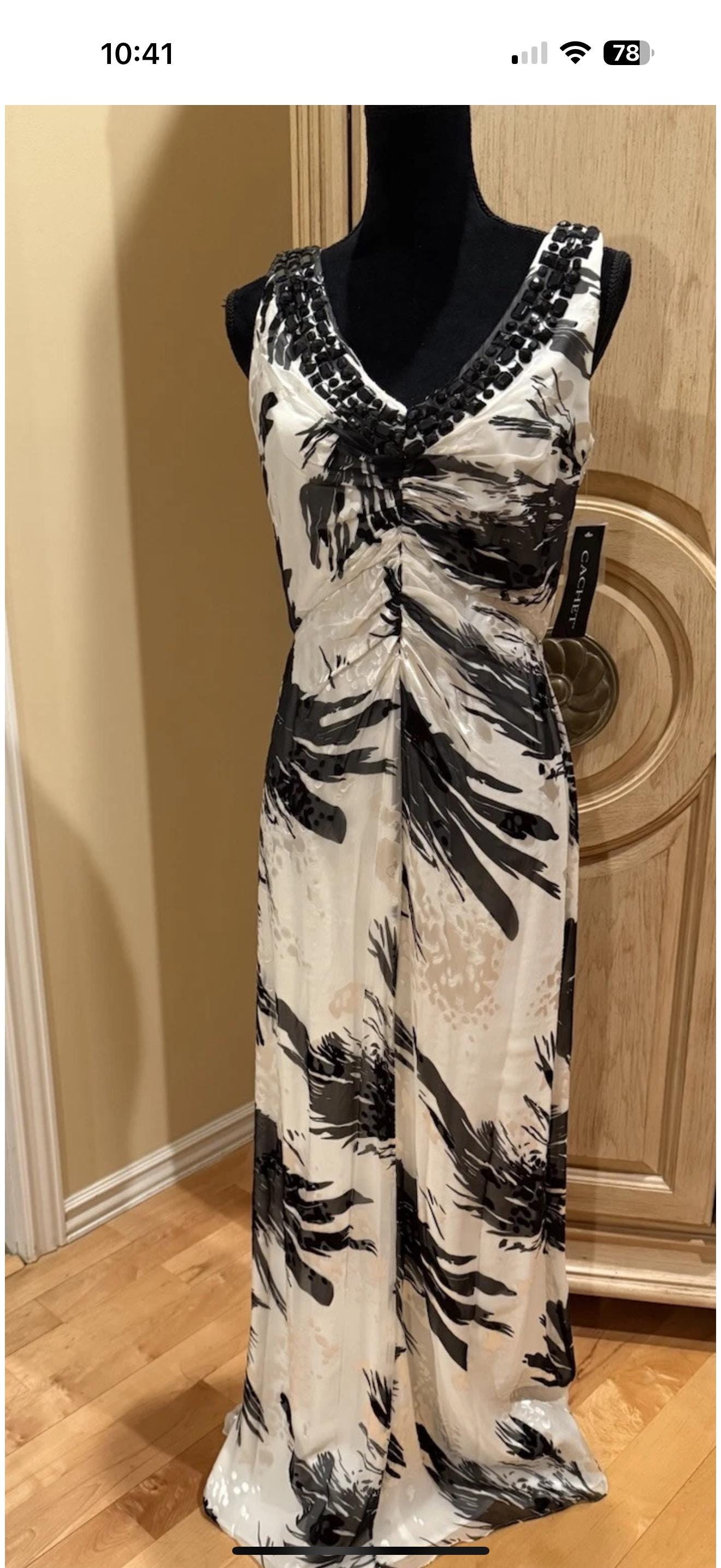 Cachet, Vintage Silk, Black and White Embellished Evening Gown Women's Size  6 NEW - Etsy
