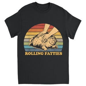 Kat Rolling Fatties grappige cartoon dierenkat T-shirt