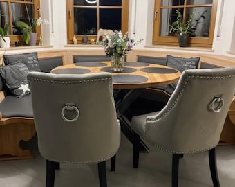 Velvet Tufted Dining Chair: Dark Grey Upholstered Accent Chair with Nailhead Trim