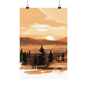 Vertikales Poster - Sunset Vibes Serene Landschaft Wohnkultur