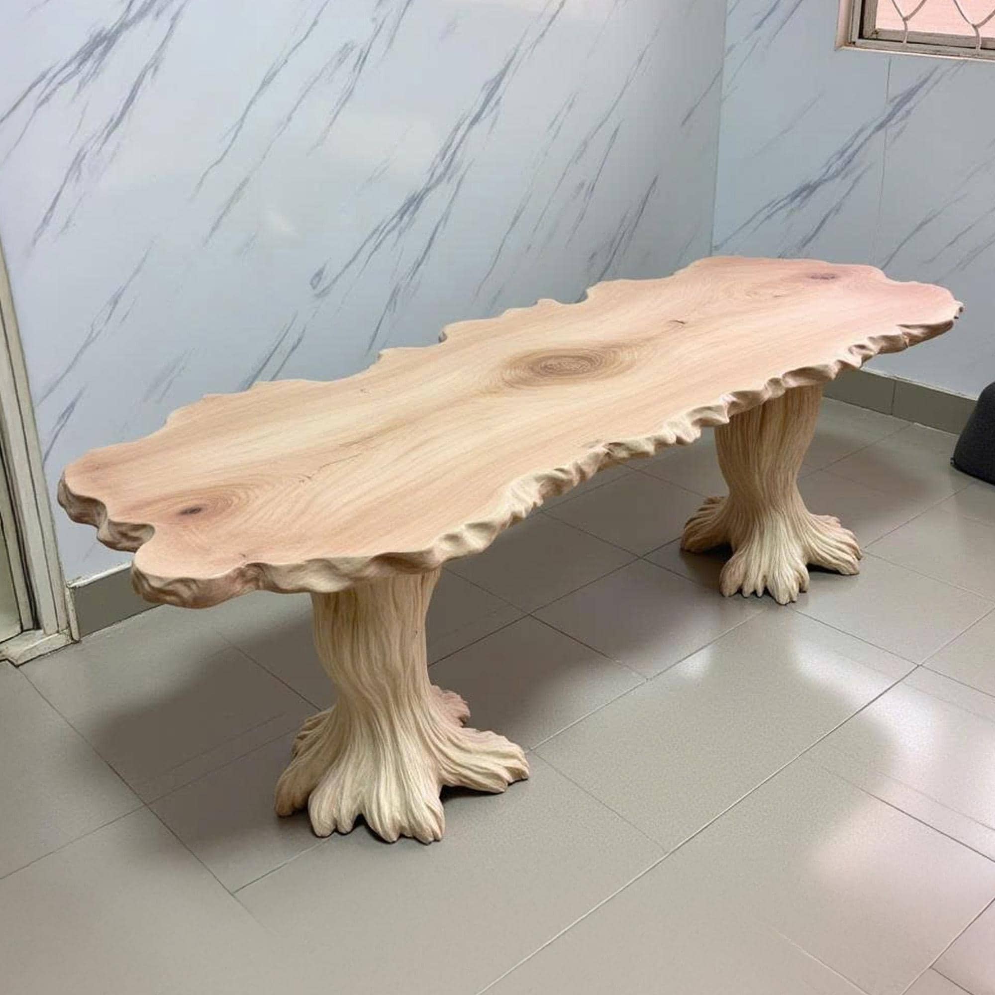 Live Edge Coffee Table Solid Wood Sculpture Art Square Coffee
