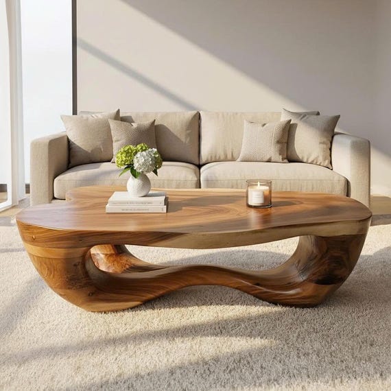 Solid Wood Coffee Table Live Edge Furniture Driftwood Sculpture