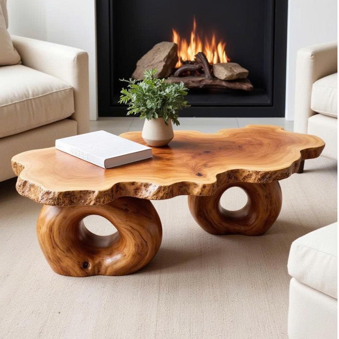 Gallery Detail: Live Edge Wood Coffee Table Wood Sculpture Table Handcrafted Center