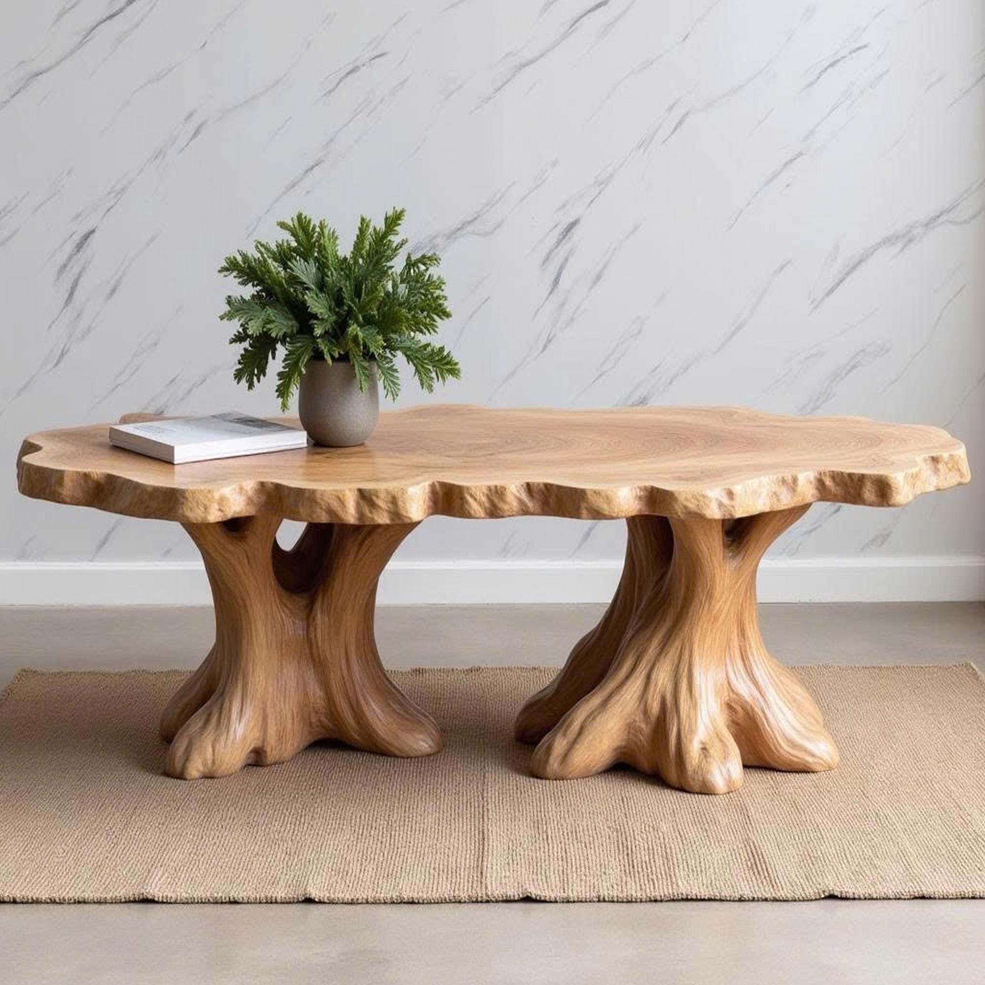 Table Tree Reviews Live Edge Wood Coffee Table Tree Trunk Table Driftwood Sculpture Art ...