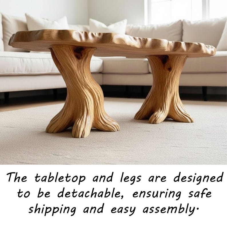 Live Edge Solid Wood Coffee Table Tree Root Table Art Driftwood Carving ...