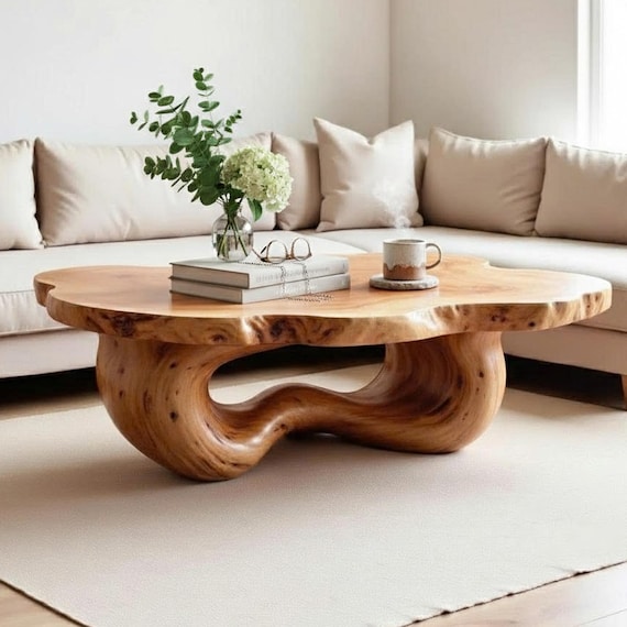 Natural Solid Wood Coffee Table Live Edge Dining Table Tree Trunk