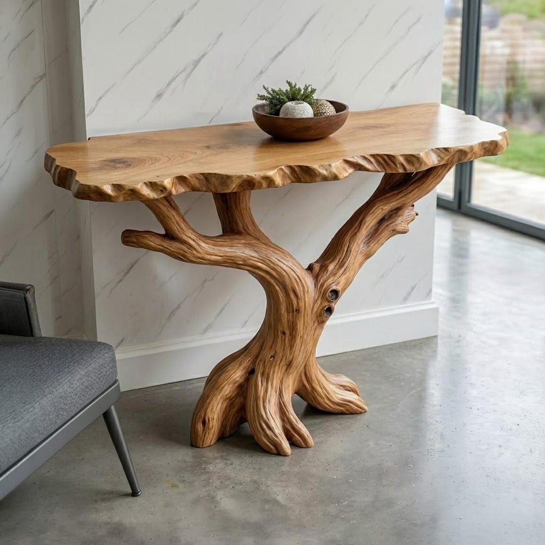 Live Edge Console Table Unique Entryway Reclaimed Solid Wood Hallway ...