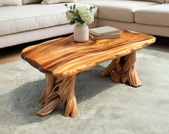 Solid Wood Low Coffee Table Driftwood Stump Root for Table Base