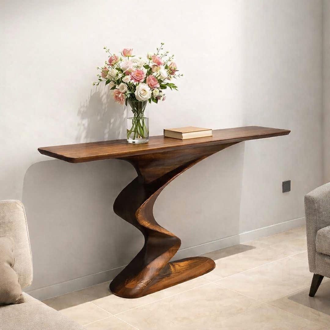 Wood Console Table Modern Constructional Solid Wood Hallway Table Mid ...