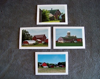Red Barnstead Medley-set of 4 blank notecards