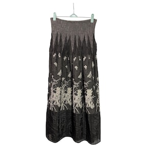 Y2K Midi Skirt/Strapless Dress Butterfly Floral Pattern Smocked Womens One Size