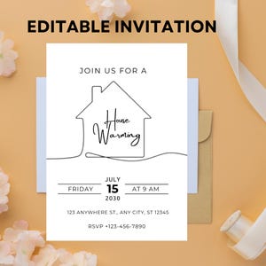 Editable House Warming Invitation, House Warming Party, Modern, Minimalist, Printable or Text Invite editable invitation