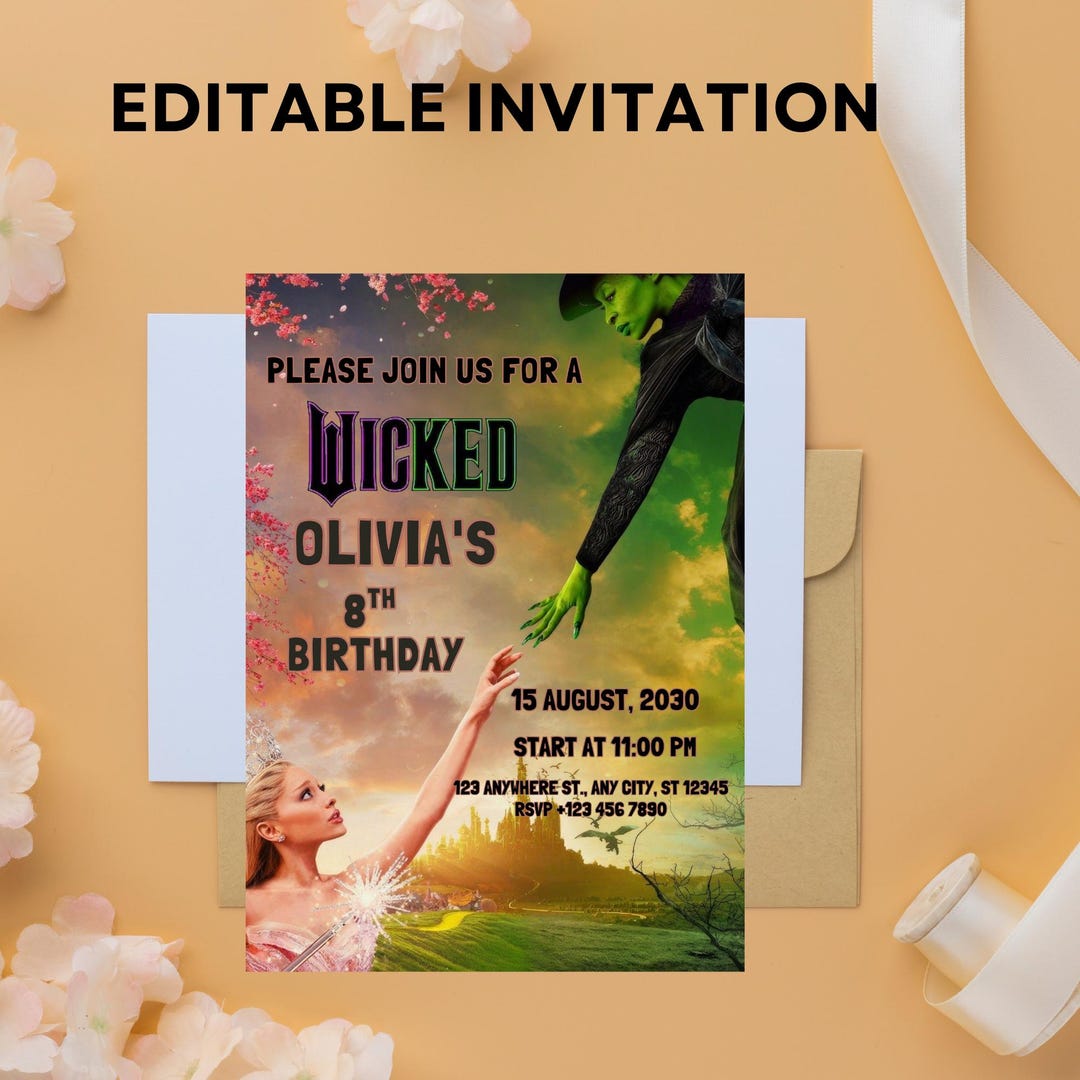 Downloadable Wicked Invitations Editable Wicked Birthday Invitation Template (digital Download) - Etsy
