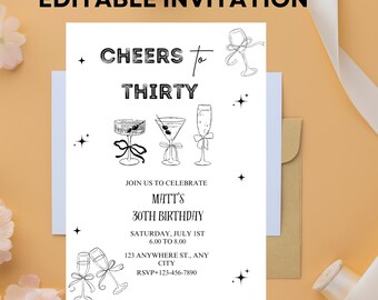Prost auf 30 Jahre Einladung Vorlage (Canva Editierbar)
