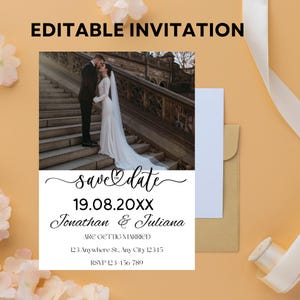Minimalist Save the Date E-Invite Template: Instant Digital Download