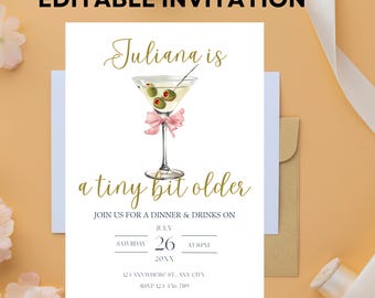 Invitación de cumpleaños de Dirty Martini: Invitación animada para cóctel (Plantilla digital)