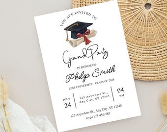 Editable Graduation Party Invitation Template: Class of 2025
