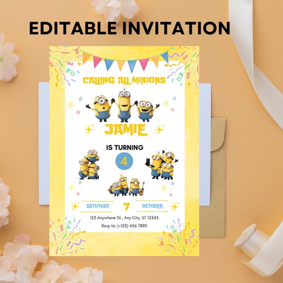 Editable Minion Birthday Invitation Template (Digital Download)