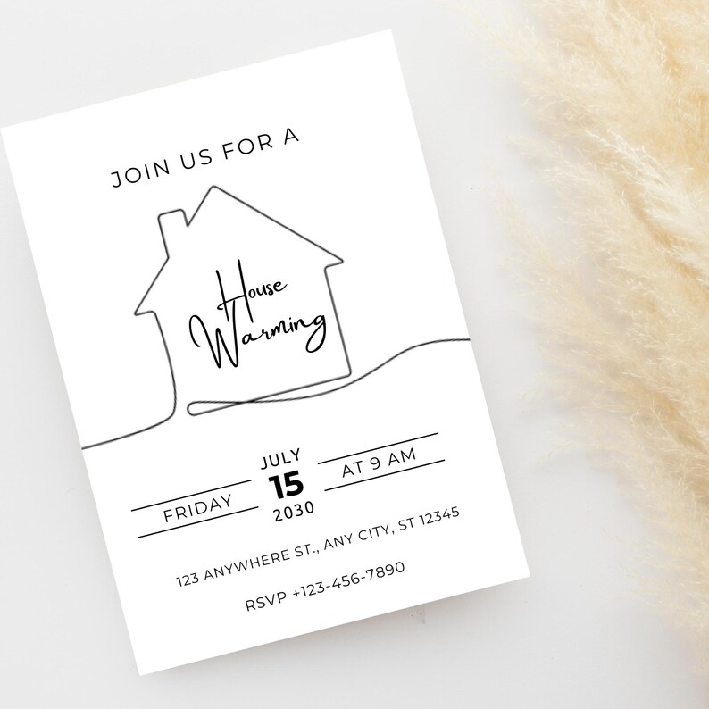 Modern Minimalist Housewarming Invitation: Editable Template (5x7 Inch ...