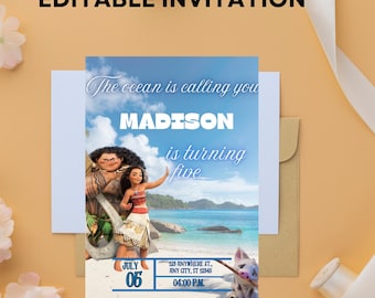 Editable Moana Birthday Invitation Template: Hawaiian Theme (Digital Download)