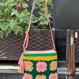Vintage Handmade Crochet Handbag, Shoulder Floral Bag, Embroidery Bag Perfect For Occasion, Tote Bags, Hand Knitted Bags, Handmade Purse,