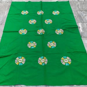 3x5 Vintage Chinese Tablecloth, Silk Tablecloth, Floral Table Cover, Embroidered Tablecloth, Chinese Textile, Bedroom Wall Hanging 148 x 110 cm