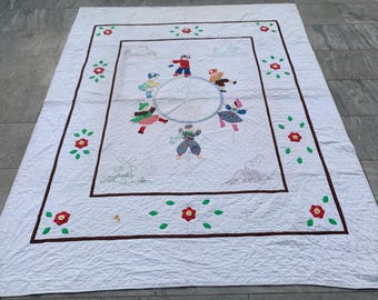 Vintage Patchwork Blanket, Kolorowy koc, Narzuta na łóżko, Wystrój domu, Narzuta na sofę, Patchwork Quilt, Patchwork Bedspread, 200 x 155 cm