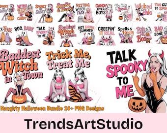 Naughty Halloween PNG Bundle, Hot Witchy Girl Sublimation, Funny Adult Halloween Clipart Spooky Humor Shirt Design for Her Trick Me Treat Me