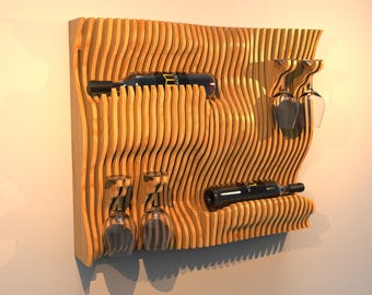 Wall-Mounted Wine Rack CNC Cut File | DIY Wine Bottle & Glass Holder | dxf, svg, pdf, ai, dwg, png, Download