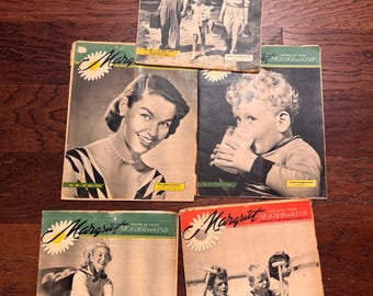 Vintage MARGRIET magazines, set of 5, junk journal supplies, vintage ephemera