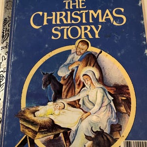 The Christmas Story, LITTLE GOLDEN BOOK, junk journal covers, vintage Christmas book 1977