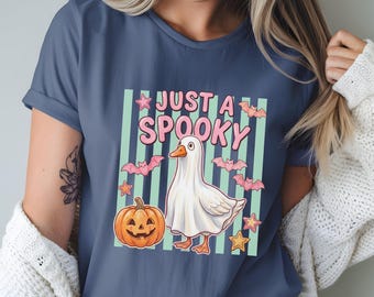 Solo un'oca spettrale PNG / Design di una simpatica oca di Halloween per maglietta / Grafica autunnale retrò kawaii / Download per sublimazione Cricut