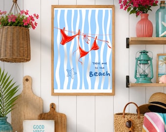 Bikini da spiaggia PNG, design da civetta costiera, portami in spiaggia, grafica per vacanze estive, design per maglietta a sublimazione